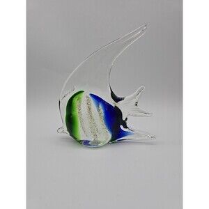 Art Glass Angel Fish Paperweight Figure Saltwater Fish "Murano Style"
